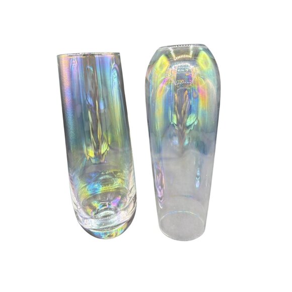 Rainbow Iridescent Stemless Champagne Glass set of 2 - 6 1/2" tall - Picture 2 of 9